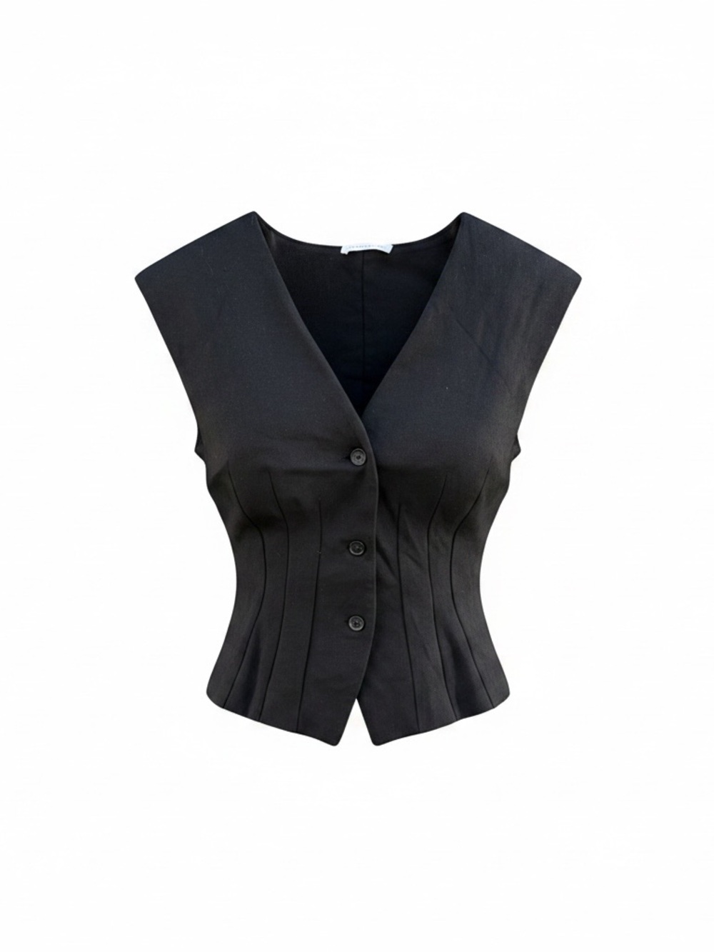 Zara Black Tailored Button-Front Vest Top